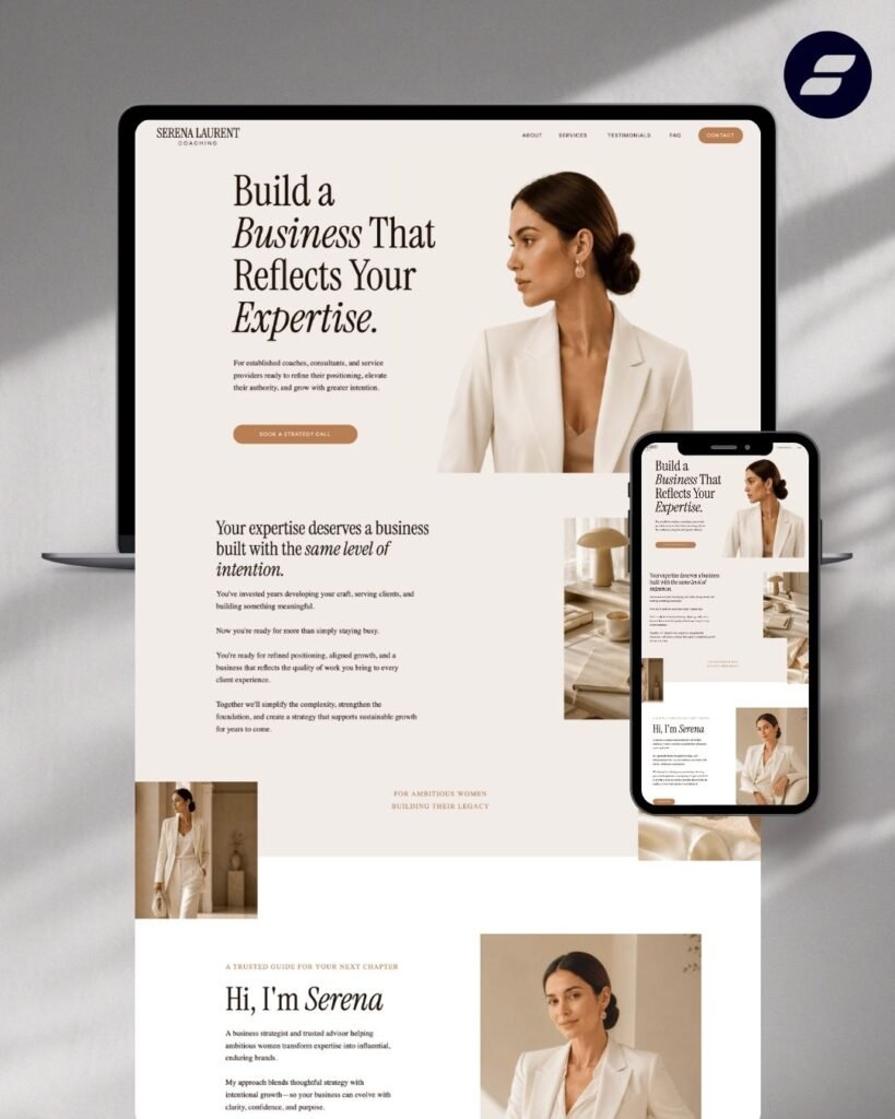 one page showit website template for coaches